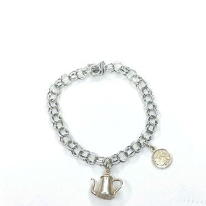 Sterling Silver Anson 7” Charm Bracelet with Teapot and Cherub Charms